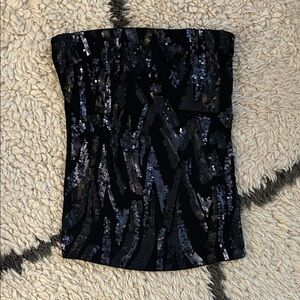 Express Black and Silver Sequin Tank Top